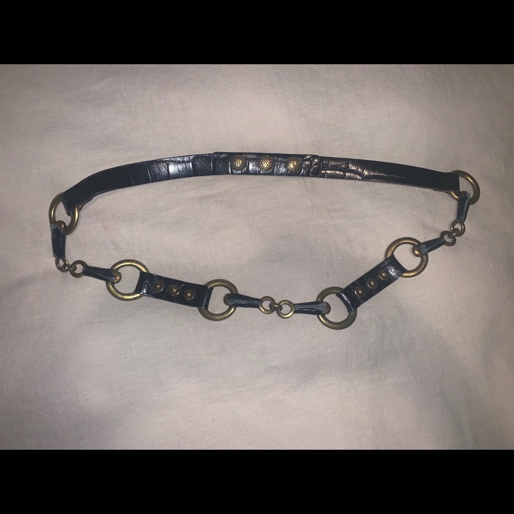 Streets Ahead | Women’s Black Leather Chain Belt M